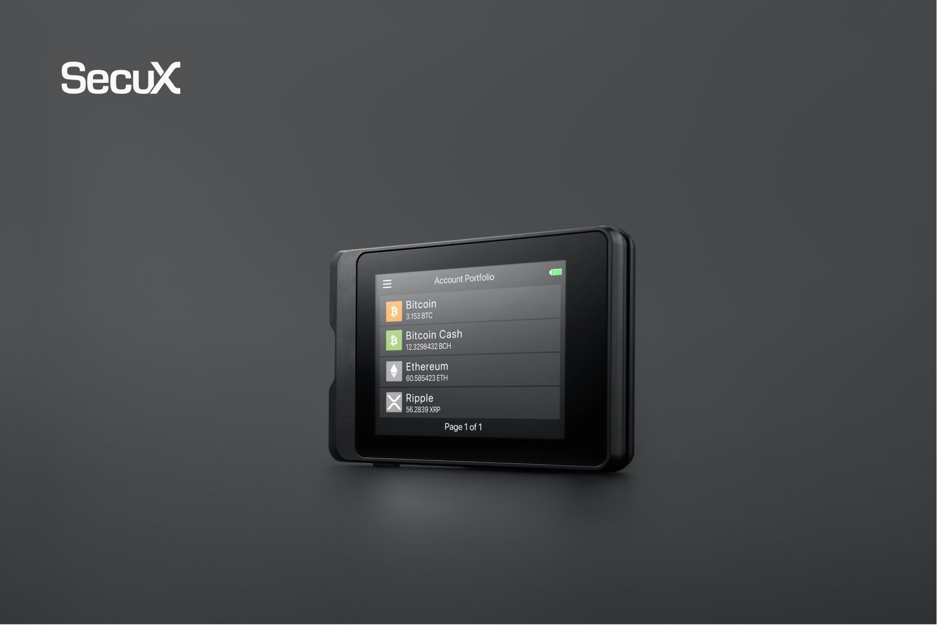 SecuX W10 hardware wallet displayed against a dark background, highlighting its compact design and user-friendly OLED display, suitable for managing over 1,000 cryptocurrencies and ERC-20 tokens for those new to the crypto space.