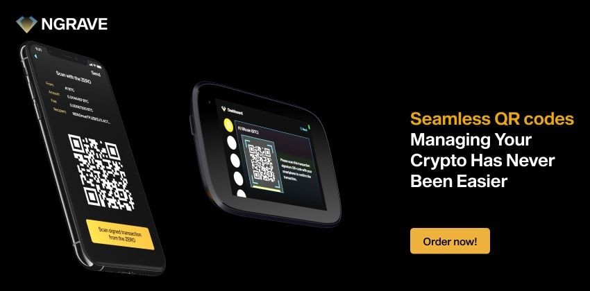 NGrave hardware wallets displaying QR code feature for easy cryptocurrency management and transactions.